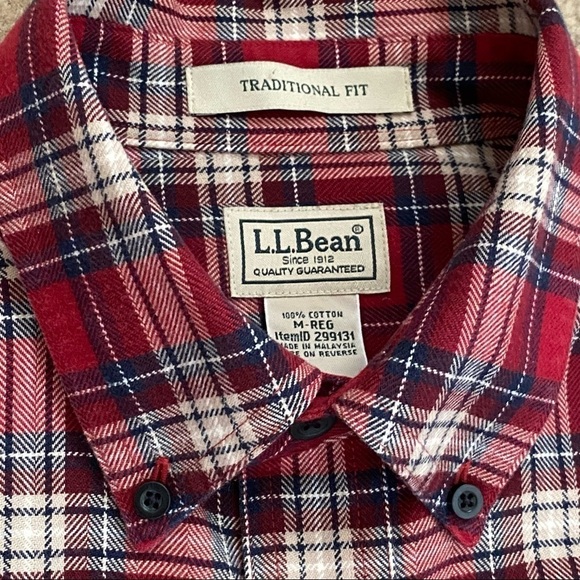 L.L. Bean Flannel Shirt Traditional Fit - Picture 3 of 6